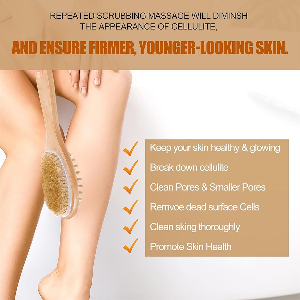 MAYCREATE Double Side Bath Brush for Women And Men Natural Bristles Dry Brush for Body Brush Back Scrubber Wooden Long Handle Brush Shower Brush Remove Exfoliating and Massage Shower MAYCREATE Double Side Bath Brush for Women And Men Natural Bristles Dry Brush for Body Brush Back Scrubber Wooden Long Handle Brush Shower Brush Remove Exfoliating and Massage Shower